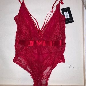 Red lingerie bodysuit